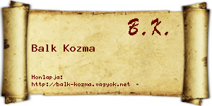 Balk Kozma névjegykártya